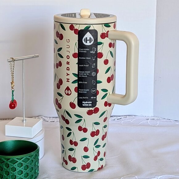🍒 LIMITED EDITION "Cherry" HydroJug 40oz Traveler with Accessories NWT - Picture 4 of 9